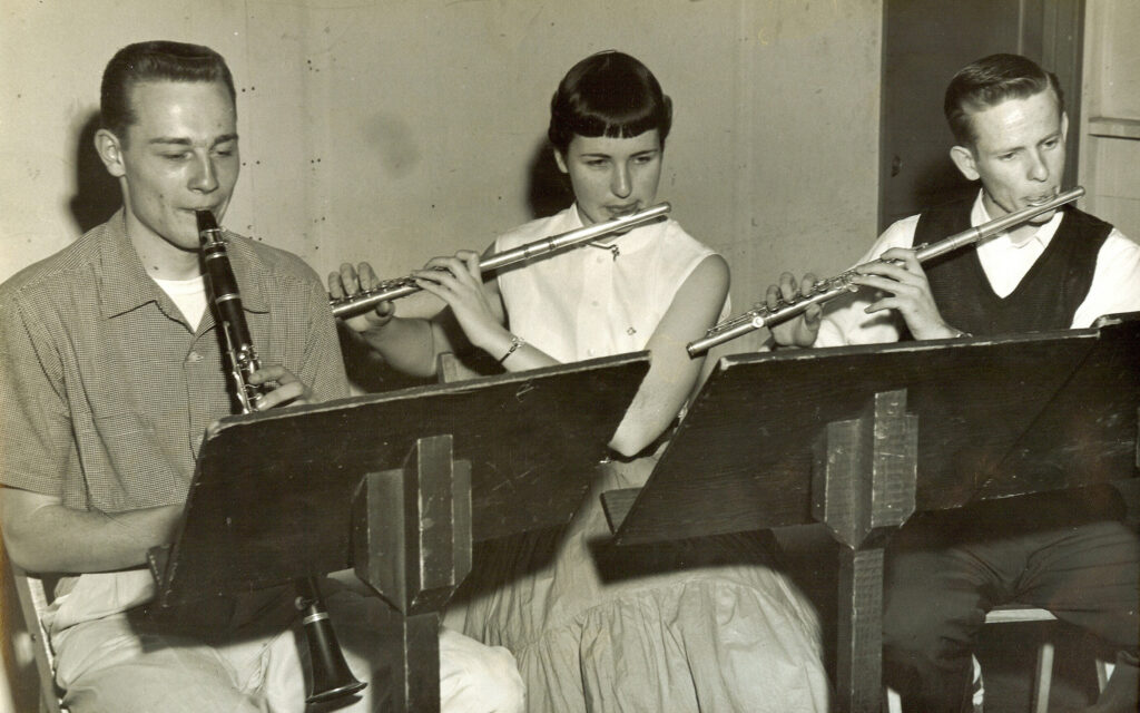 Harlow, Mee and Welch USC Band room rehearsal 1953
