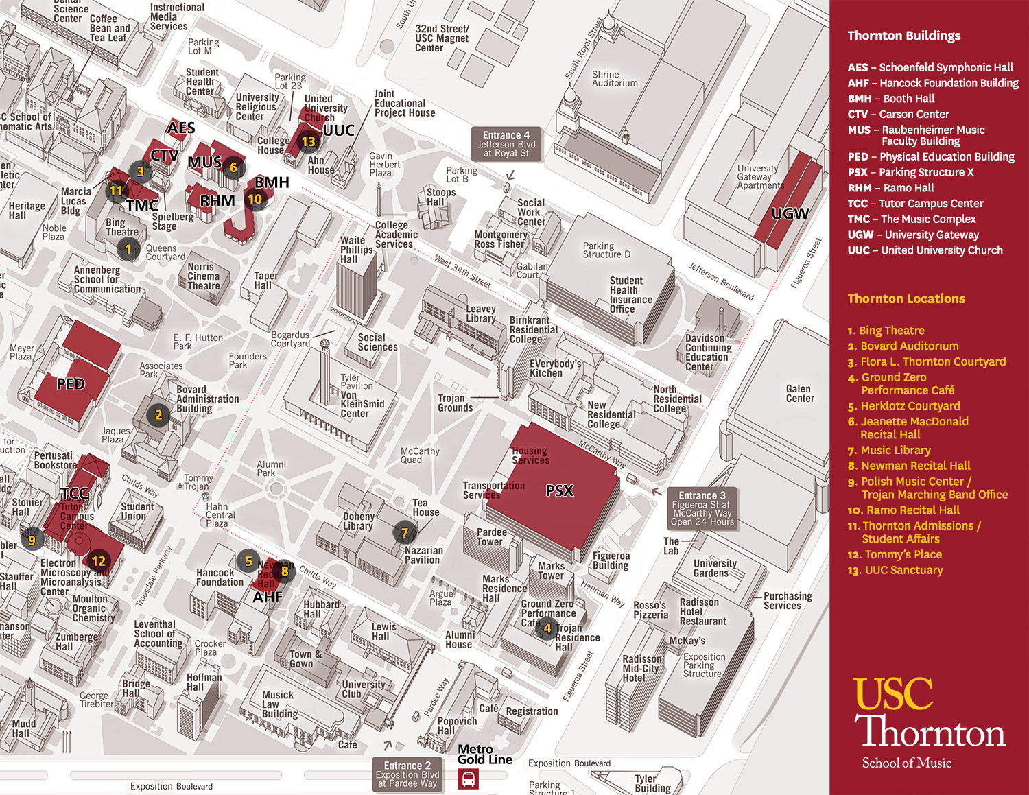 Map Of Usc Campus In Los Angeles Visit Thornton | USC Thornton School of Music