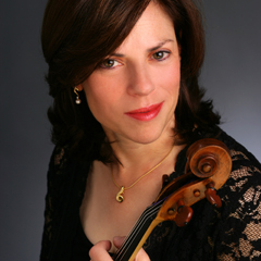 Image of a woman holding a string instrument.