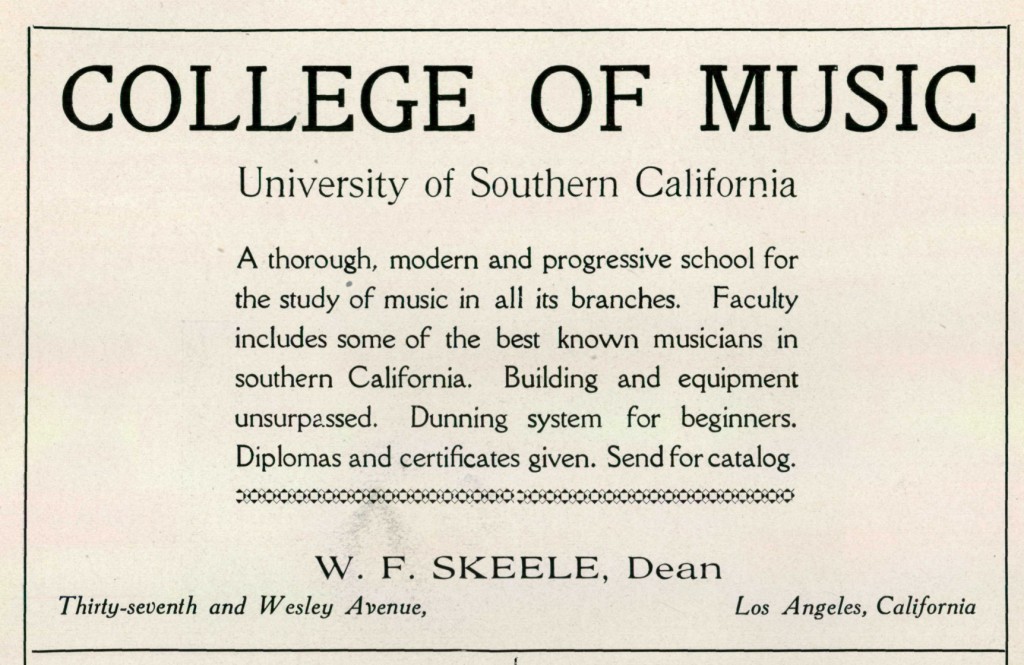 El Rodeo (1908) School of Music Ad pg