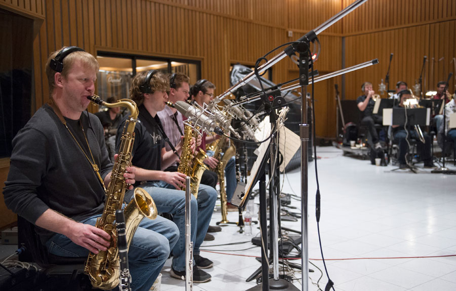 The USC Thornton Jazz Orchestra recording at Capital Records 'Studio A'   (Photo/Chandler Golan)