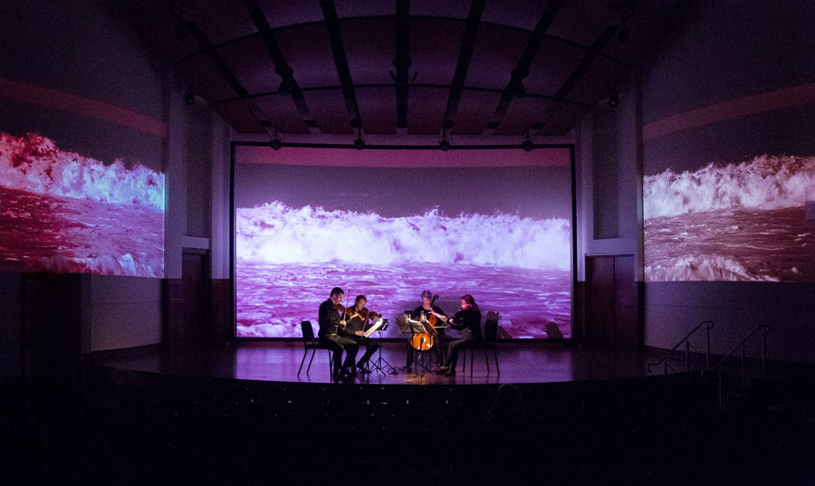 The Penderecki String Quartet performs Jeffrey Holmes' “Kirugi” to an animation by Mike Patterson & Candace Reckinger (Photo/Mike Patterson)