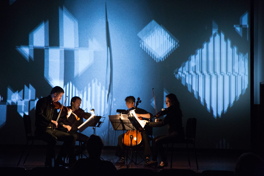 The Penderecki String Quartet performs Thomas Adès' “Arcadiana” to an animation by Mike Patterson & Candace Reckinger (Photo/Davd Johnston)