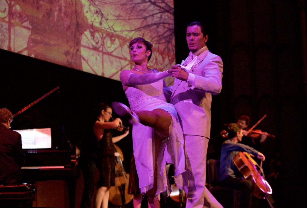 Internationally known cellist and UCLA Professor of Cello, Antonio Lysy, presented Te Amo Argentina, a performance of music, dance and visuals in the Opening Gala Concert of the Piatigorsky International Cello Festival in USC's Bovard Auditorium. (Photo by Dario Griffin)