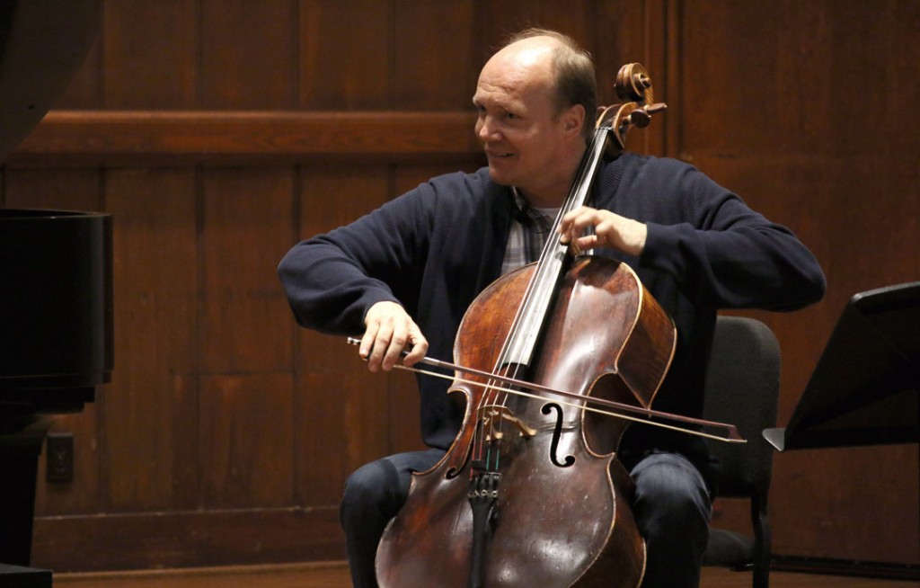 Cellist Truls Mørk conducted a master class with Piatigorsky International Cello Festival student Fellows on May 17, 2016. (Photo by Daniel Anderson/USC)