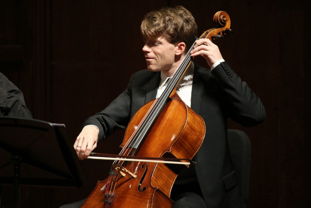 The Calder Quartet, which was formed at USC Thornton, performed with cellist Antonio Lysy at the May 18 Quintet+ concert. (Photo by Daniel Anderson/USC)