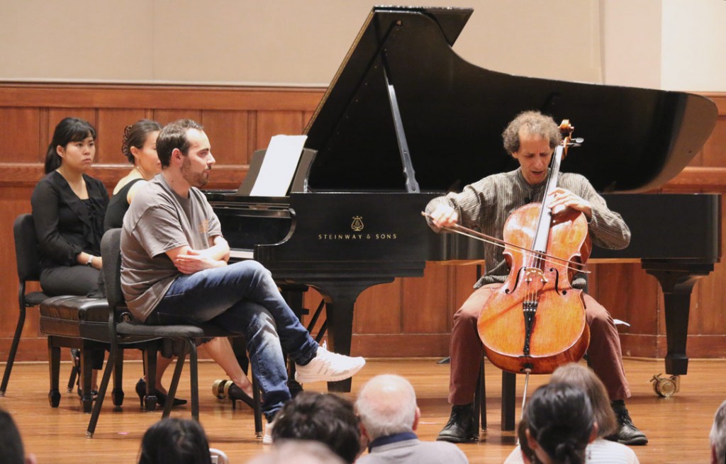 British cellist Colin Carr presented a Master Class on May 20th at USC’s Alfred Newman Recital Hall. (Photo by Scott Rieker/USC)