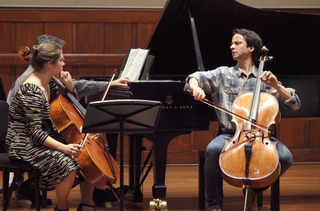 French-Canadian cellist Jean-Guihen Queyras led a Master Class on May 20th at USC’s Alfred Newman Recital Hall. (Photo by Daniel Anderson/USC)