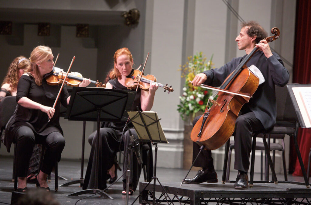 Cellist Colin Carr performed Vivaldi’s Concerto in C minor, RV 401 with the Los Angeles Chamber Orchestra at USC’s Bovard Auditorium on May 21st. (Photo by Dario Griffin/USC)