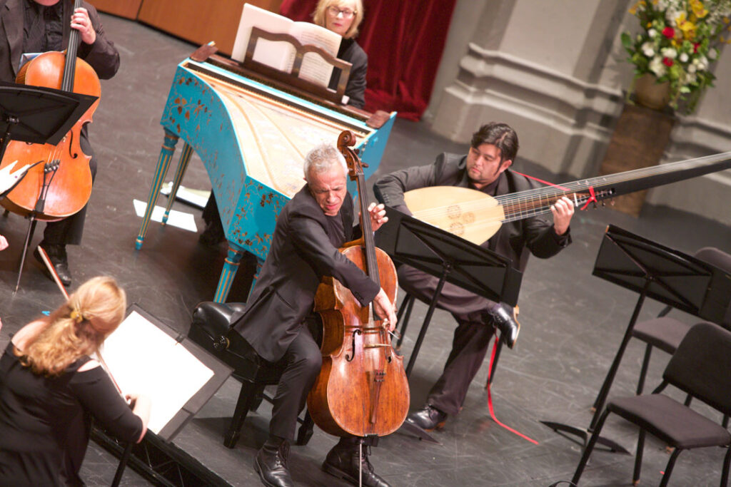 Italian cellist Giovanni Sollima performed Leo’s Concerto No. 3 in D minor, L. 60 with the Los Angeles Chamber Orchestra on May 21st. (Photo by Dario Griffin/USC)