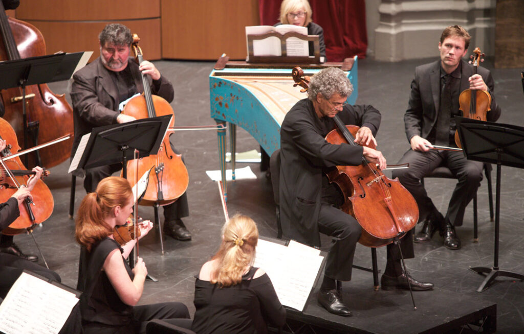 On May 21st, cellist Thomas Demenga led the Los Angeles Chamber Orchestra in Boccherini’s Concerto in G major, G. 480, at USC’s Bovard Auditorium. (Photo by Dario Griffin/USC)