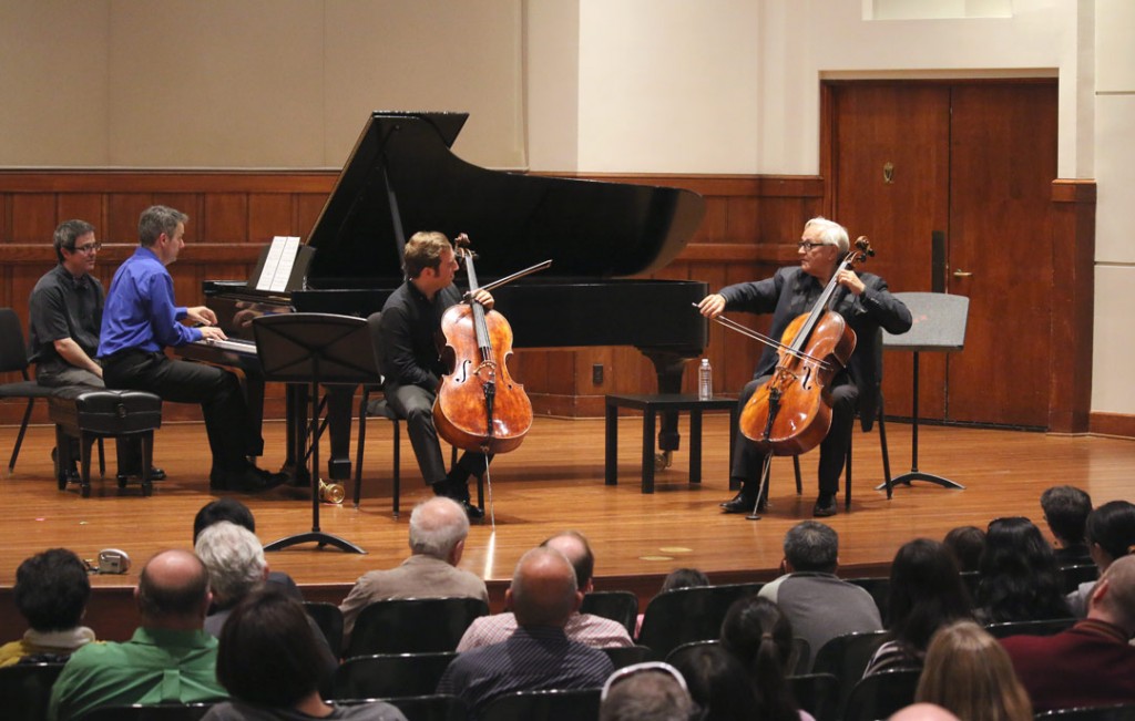 Cellist David Geringas presented a master class at USC’s Alfred Newman Recital Hall on May 21st. (Photo by Daniel Anderson/USC)