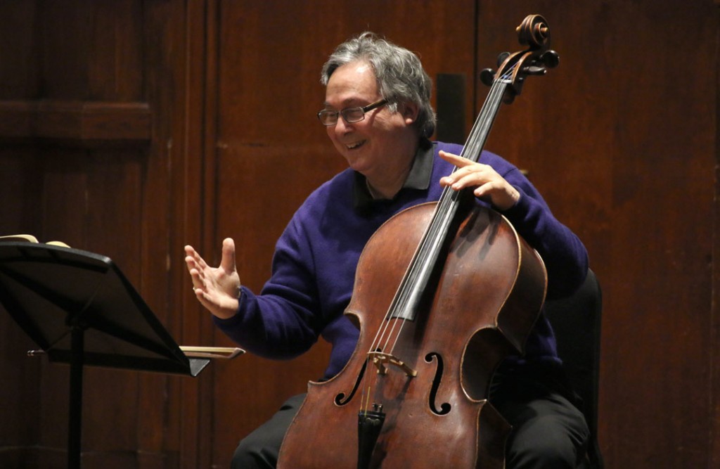 Ralph Kirshbaum, artistic director of the Piatigorsky International Cello Festival and chair of the USC Thornton Strings department, presented a master class on May 21st. (Photo by Daniel Anderson/USC)