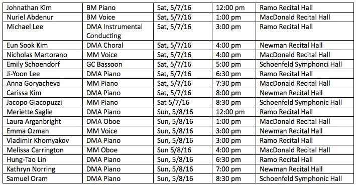 Student Recitals | USC Thornton School of Music