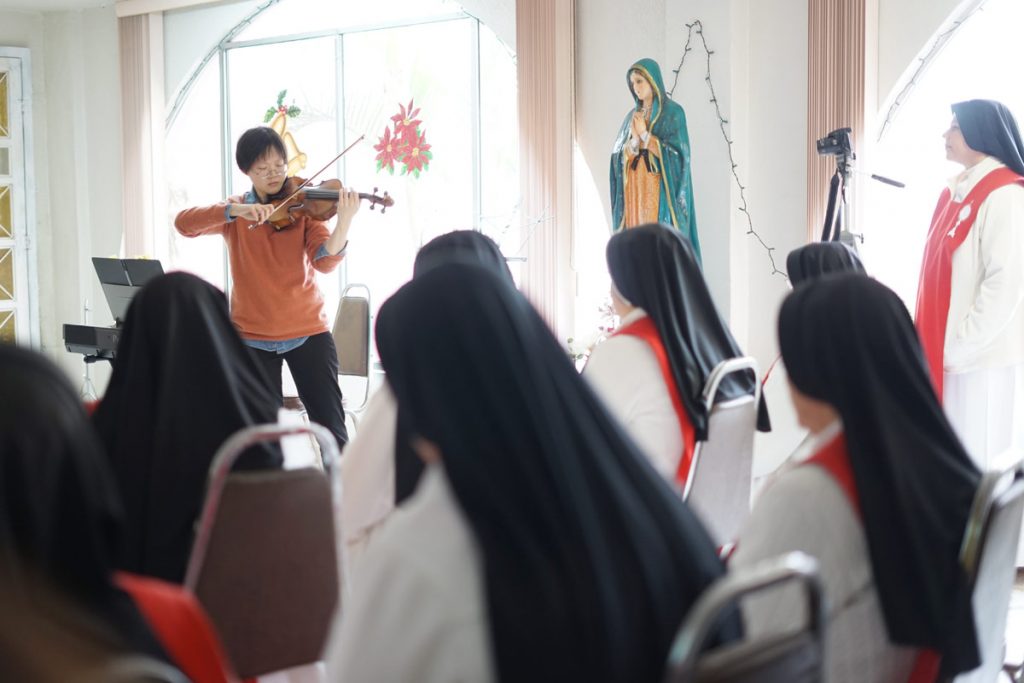 Performing at a convent in Ensenada. (Photo by Moises Encino)