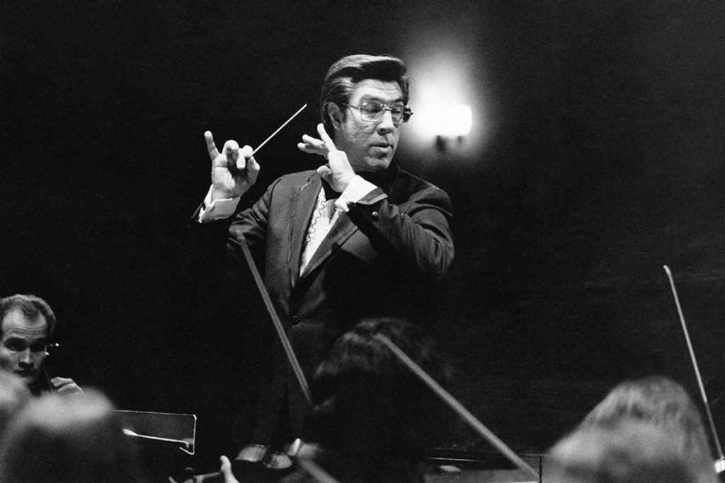 Daniel Lewis conducting the USC Thornton Symphony in 1973.