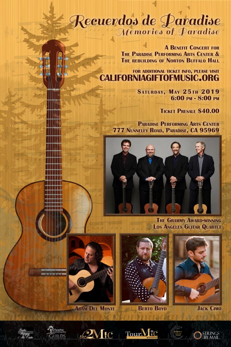 Poster of benefit concert with images of performers