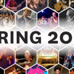 Tile of images of performers with text "Spring 2020"