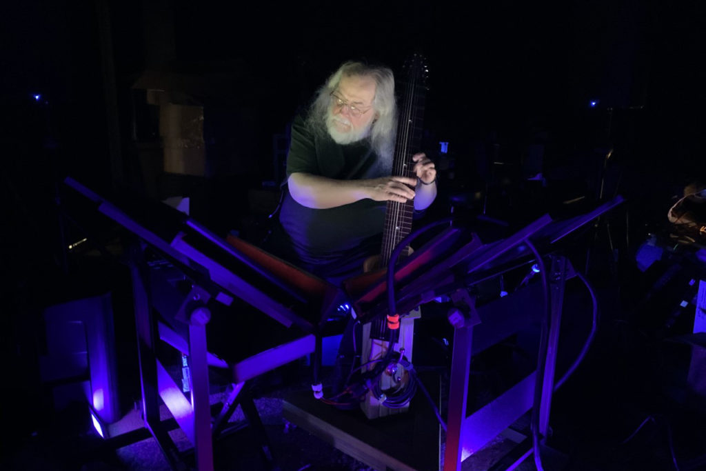 Photo of Bill Biersach performing on electronic music equipment