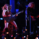 Photo of Erik Hammer and Shakira on stage at Super Bowl halftime show