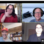 Photo of four students and faculty members in a Zoom video call