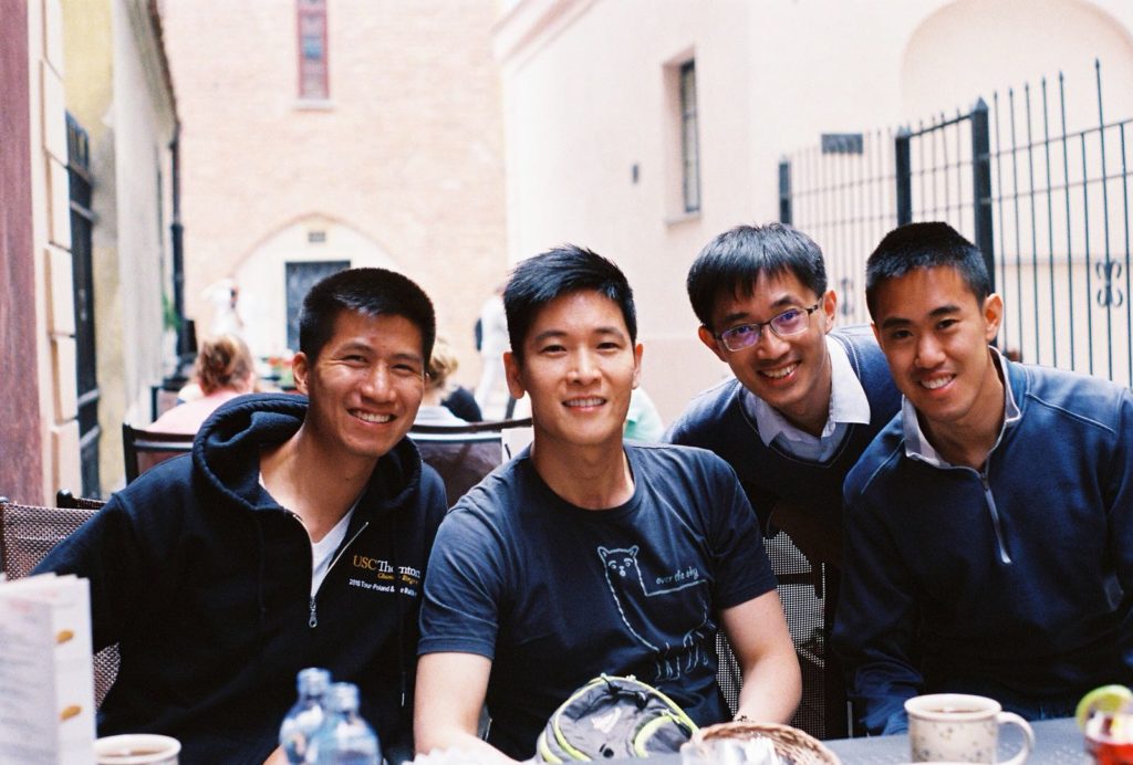 Joshua Tan (DMA '20) with fellow members of the USC Thornton Chamber Singers during a trip to Poland