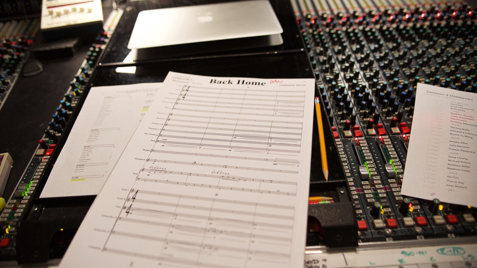 A score sheet laid on top of a control board 