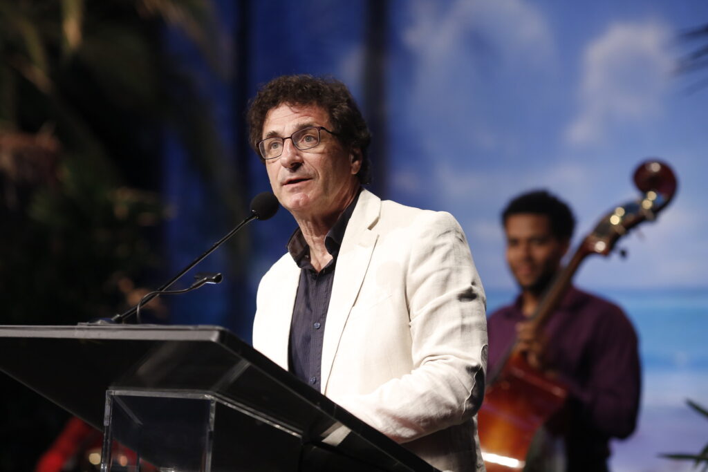 Photo of Robert Cutietta, Dean of the USC Thornton School of Music, speaking at the school's trustee conference dinner