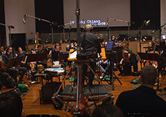 Photo of screen scoring on Warner Bros. Studios soundstage