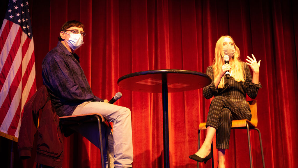 Thornton Music Industry program faculty member Richard Wolf and Thornton alum Hannah Kulis host a conversation onstage about mental health and wellness.