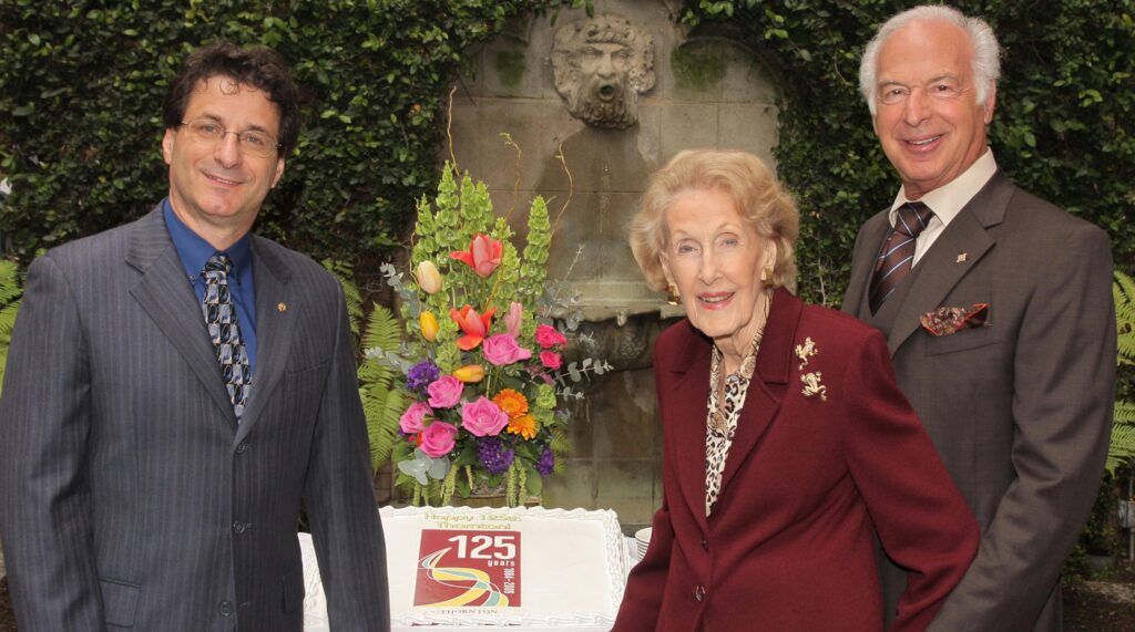 2009: Dean Robert Cutietta with Flora L. Thornton at the ceremony for the 125th Anniversary of the USC Thornton School of Music. (Photo by Lee Salem.)