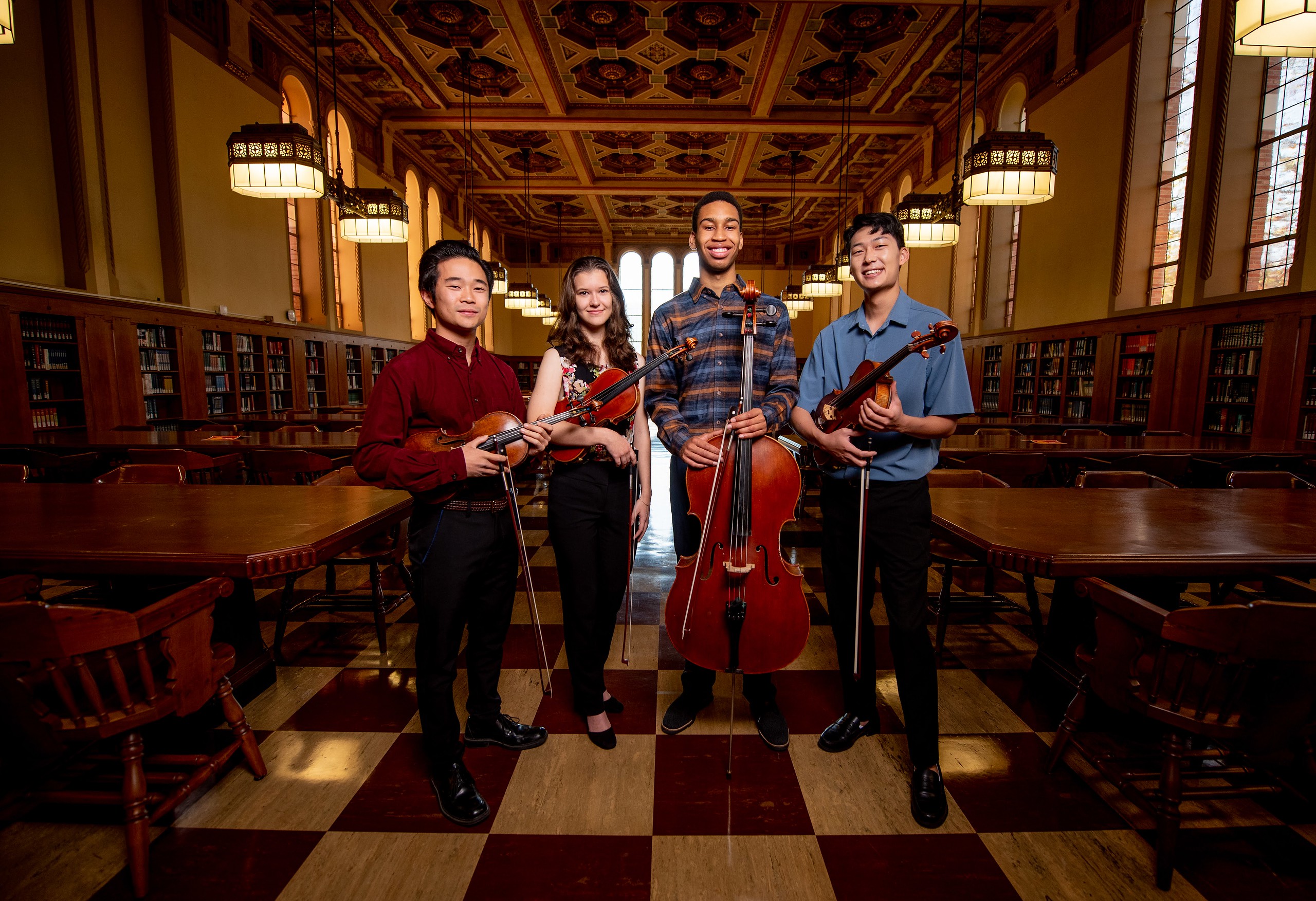 String quartet in Doheney Library.