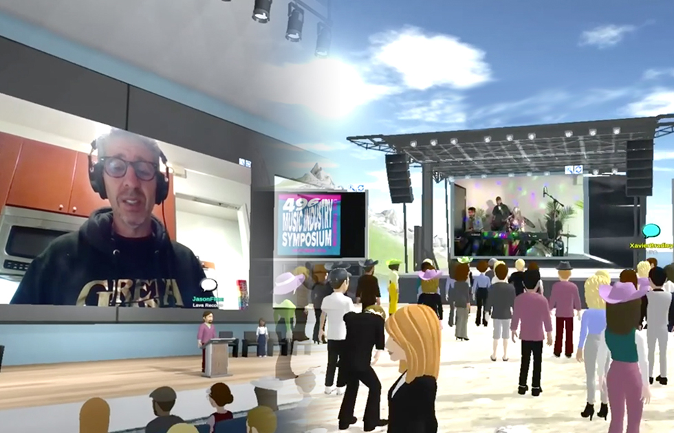 Screenshot of a virtual music conference in the Internet.