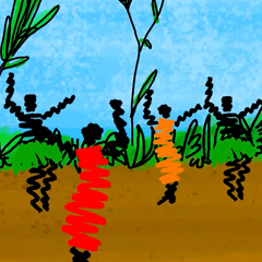 Illustration of an African tribe dancing.