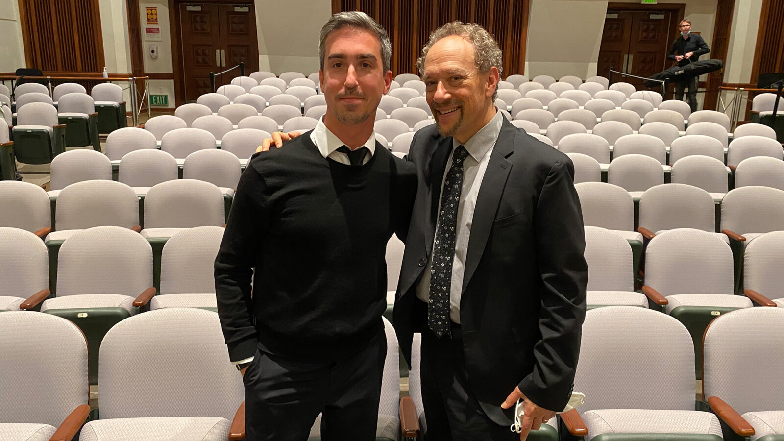 Photo of classical guitarists Grygorii Koval and William Kanengiser. 