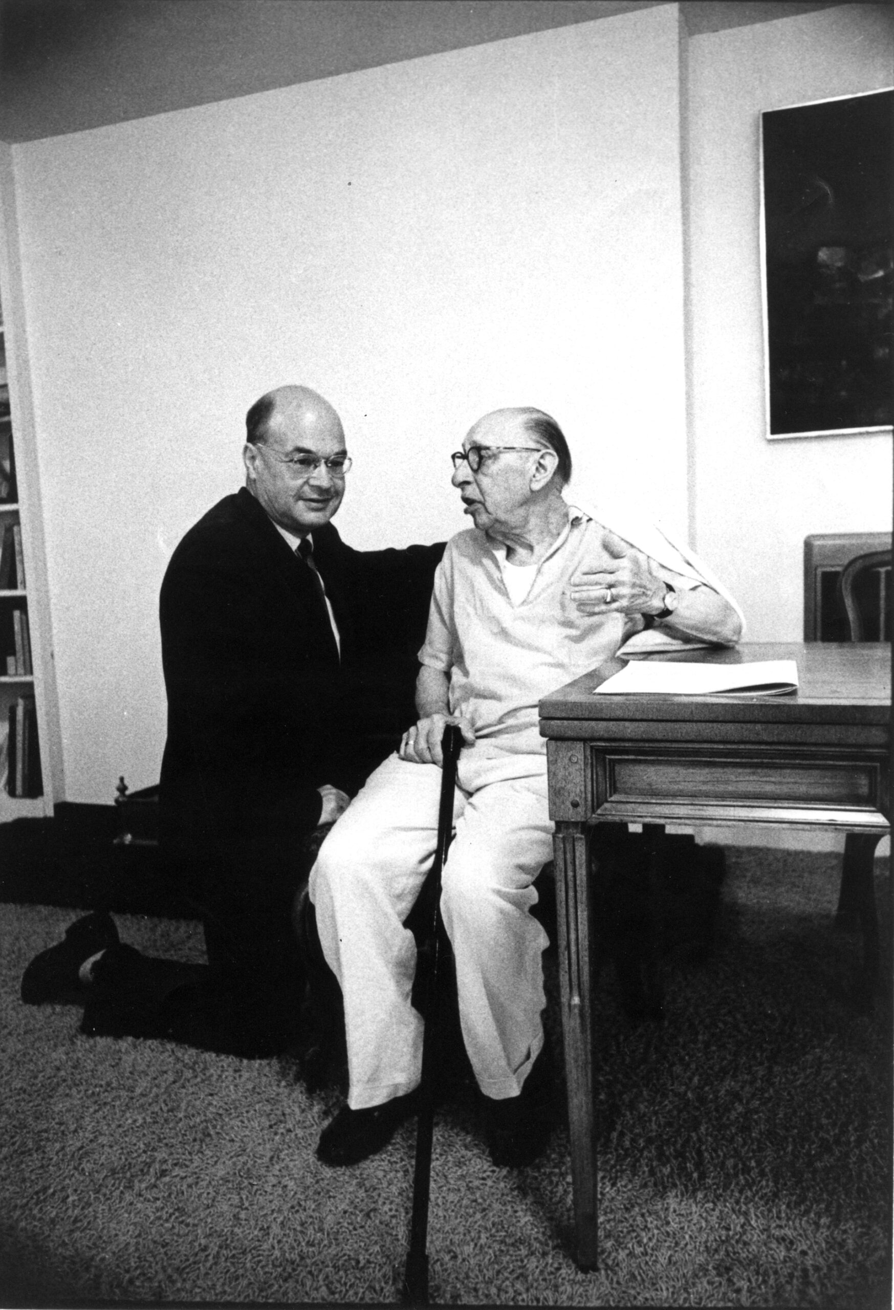 1960s: Professor of Composition Ingolf Dahl chats with Igor Stravinsky.