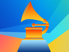 A computer rendering of a Grammy Award.