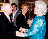 Composer Witold Lutosławski and PMC founder Wanda Wilk at the Wilk home in Los Angeles in 1993