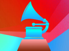 Illustration of a colorful Grammy Award