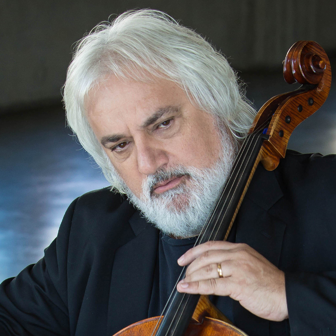 Photo of Andrew Shulman playing a cello.