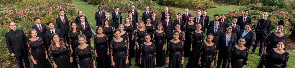 Image of a choir on a grassy field in concert dress.