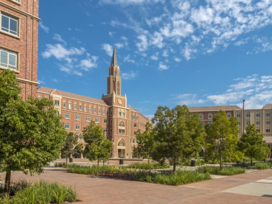 The USC Village in the afternoon sun.