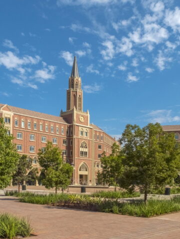 The USC Village in the afternoon sun.
