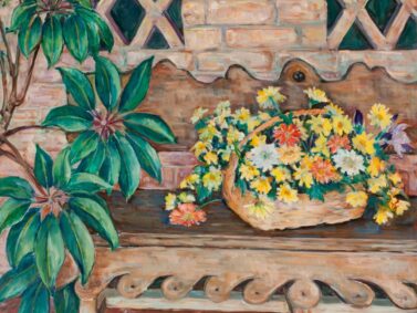 Flora L. Thornton's Flower Basket on Bench