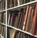 A row of books at the PMC.