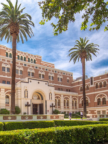 USC Doheney Library on a sunny day.